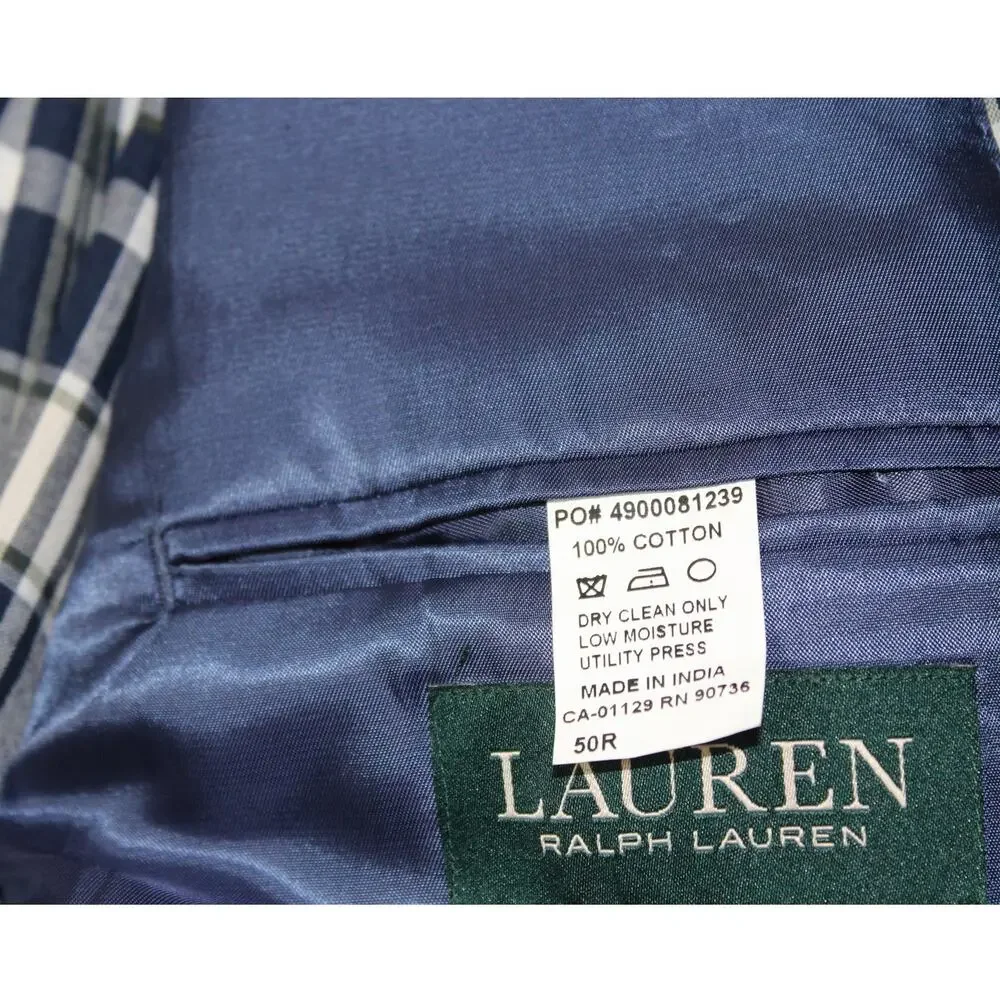 Lauren by Polo Ralph Lauren Plaid Cotton Blazer Suit Jacket 50R